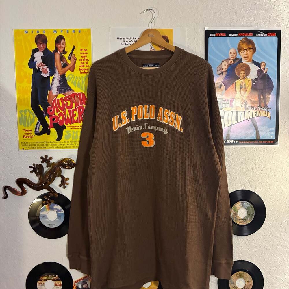 U.S. Polo Assn. Denim Company 3 Brown Waffle Knit Long Sleeve Thermal Shirt 2XL